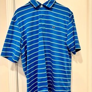 Vineyard Vines performance Blue Striped Polo Shirt